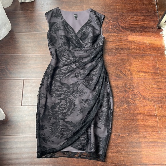 Chequer Black Lace Tulip Hem Dress - Picture 5 of 8